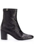 Schwarzer Stiefel mit mittelhohem Absatz