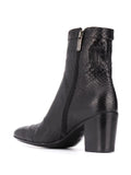 Schwarzer Stiefel mit mittelhohem Absatz
