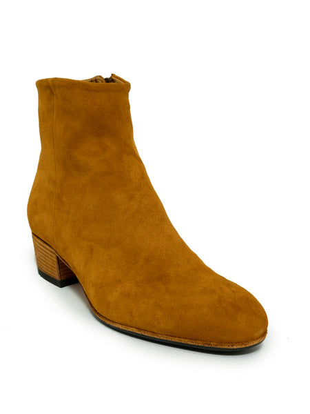 Senfgelber Stiefel mit mittelhohem Absatz – aimée shoes
