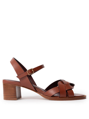 Medium Heel Leather Sandal