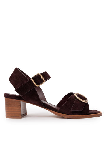 Brown Medium Heel Sandal