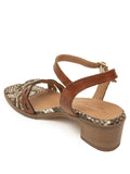 Sandalia Tacón Medio Camel - Marfíl