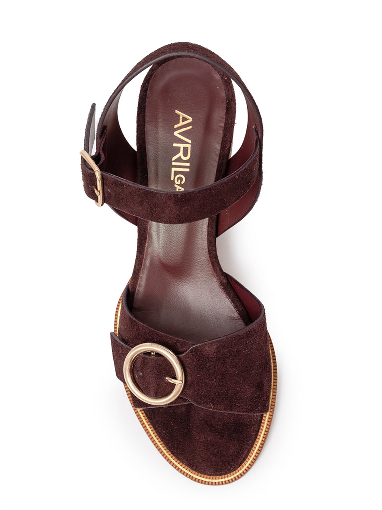 Sandalias Tacón Bajo Sandalia Cuero Marron Mujer Tacón Bajo