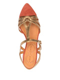 Zapato Tacón Medio Teja - Oro