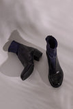 Bota Tacón Medio Azul Oscuro