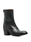 Dunkelbrauner Stiefel mit mittelhohem Absatz