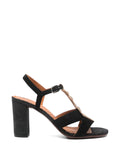 Sandalia Tacón Alto Negro - Oro