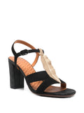 Sandalia Tacón Alto Negro - Oro