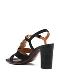 Sandalia Tacón Alto Negro - Oro