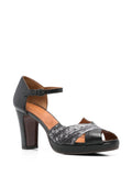 Black and Gold Heeled Sandal