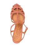Nudefarbene Sandale mit mittlerem Absatz