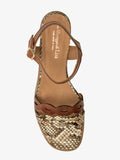 Sandalia Tacón Medio Camel - Marfíl
