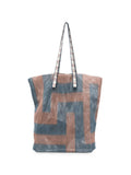 KANPUR Bolso Tote Grande Azul & Marrón