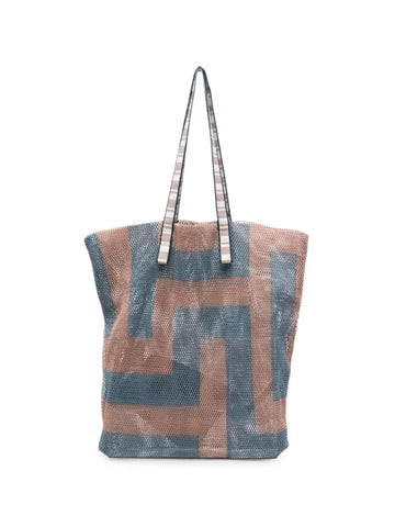 KANPUR Bolso Tote Grande Azul & Marrón