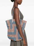 KANPUR Bolso Tote Grande Azul & Marrón