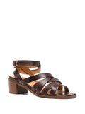 Sandalia Tacón Medio Camel - Marrón