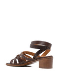 Sandalia Tacón Medio Camel - Marrón