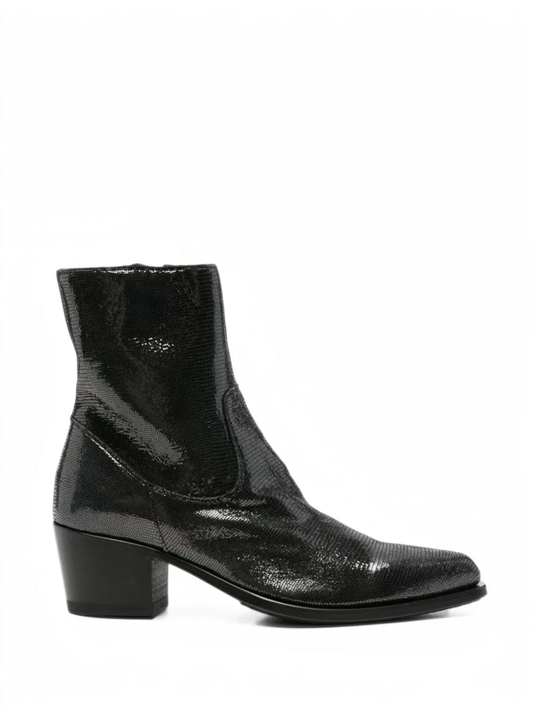 Bota Tacón Medio Negra - Metal