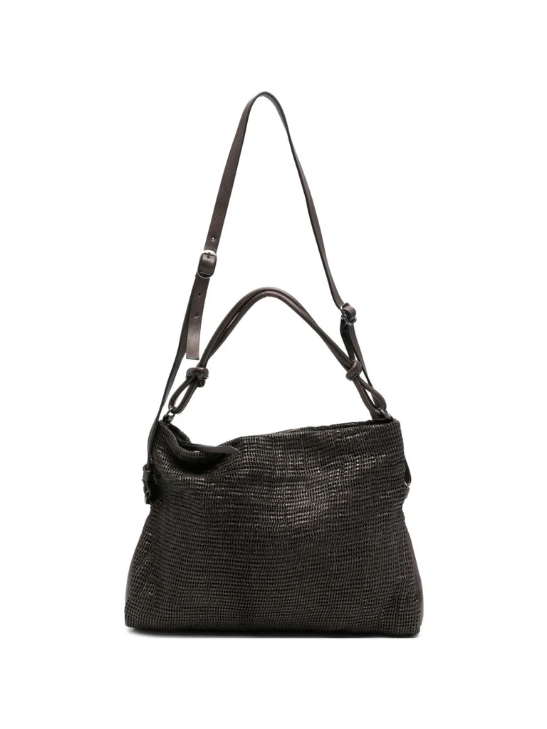 Bolso Piel Perforada - Dark Brown Metal
