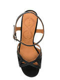Chie Mihara Bemon black suede and lizard print leather cross-strap sandal, Chie Mihara leather insole, designer comfort sandals made in Spain

