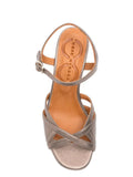 Chie Mihara Bemon iron pewter metallic leather cross-strap sandal, comfortable high block heel and ankle strap buckle, artisan leather shoes

