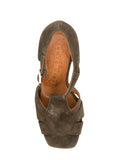 Chie Mihara Fiza designer comfort sandals, premium leather insole and soft olive suede cage upper, slow fashion shoes sustainable craftsmanship footwear Spain

