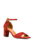 Chie Mihara Lusaka Chie Mihara heels terracotta suede, ankle strap sandal with gold buckle and Chie Mihara leather insole, artisan shoes Spain high quality craftsmanship

