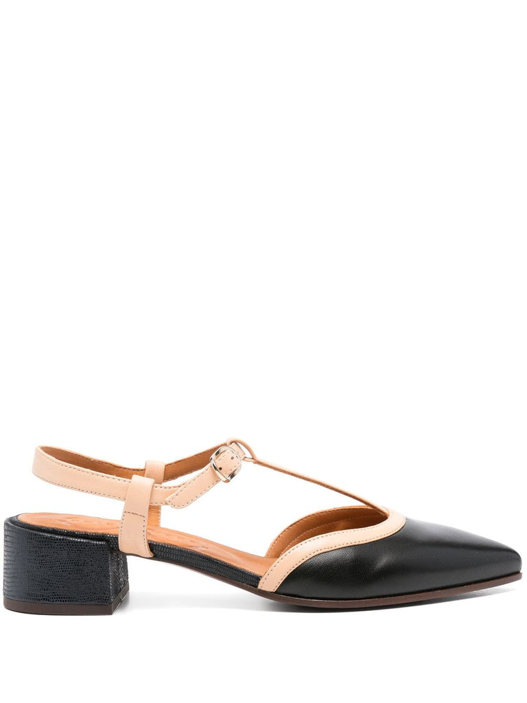 Zapato Tacón Bajo Negro - Nude