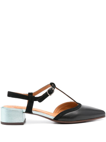 Zapato Tacón Bajo Negro - Celeste