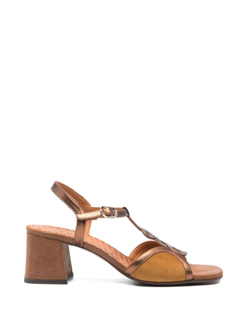 Sandalia Tacón Medio Cognac - Cobre