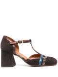Zapato Tacón Alto Marrón - Bronce - Azul Petróleo