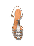 Chie Mihara Mustel iron metallic gladiator sandal, leather insole with brand stamp, T-strap detail