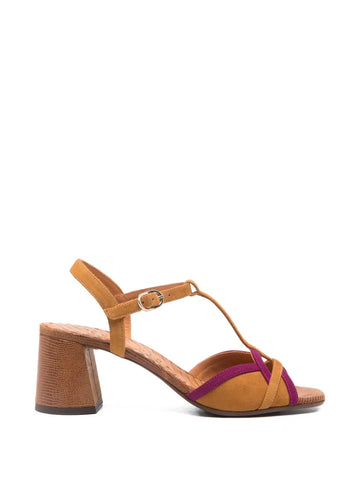 Sandalia Tacón Medio Cognac - Pruna