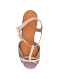 Chie Mihara Ryejo nude leather T-strap sandal, leather insole with brand stamp and snake effect detail