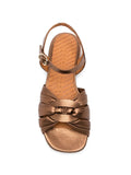 Chie Mihara Tusack copper metallic flat sandal, leather insole with brand stamp, knotted multi-strap detail