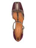 Chie Mihara Volai grape suede shoes with bronze leather details 5 cm heel