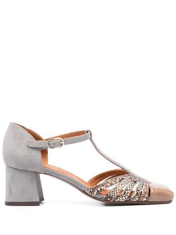 Zapato Tacón Medio Gris - Serpiente