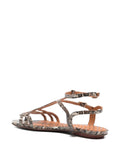 Chie Mihara Yael snake print leather flat gladiator sandal with ankle strap, luxury women's shoes made in Spain
