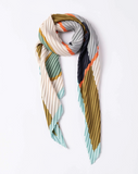 Pleated Scarf — AFRODITE, Aqua & Olive