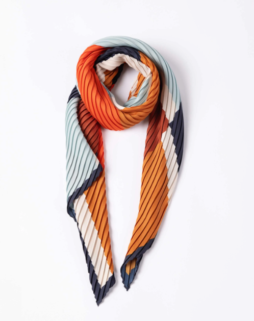 Pleated Scarf — ATENA, Baby Blue & Moka