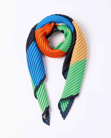 Pleated Scarf — ATENA, Green & Scarlet