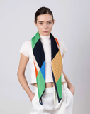 Pleated Scarf — ATENA, Green & Scarlet