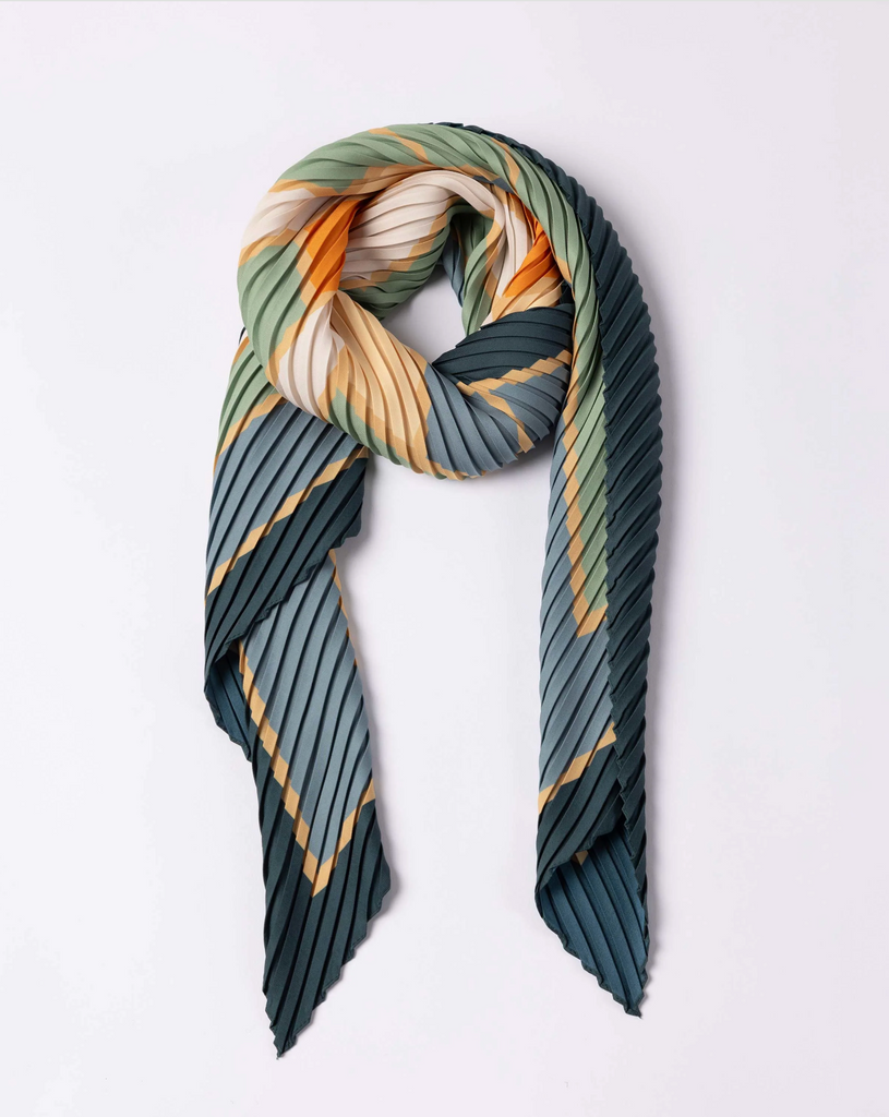 Pleated Scarf — ERA, Blue & Sage