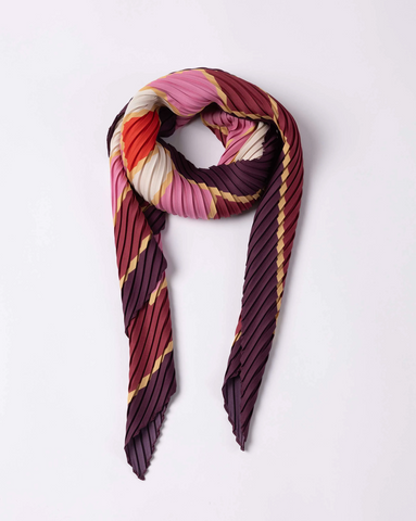 Pleated Scarf — ERA, Pink & Crimson