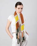 Pleated Scarf — SELENE, Beige & Bronze