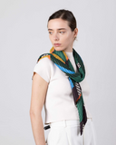 Pleated Scarf — SELENE, Black & Green