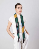 Pleated Scarf — SELENE, Black & Green