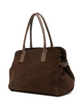 Reptile’s House H849 Nikaes tabac brown suede handbag with detachable strap