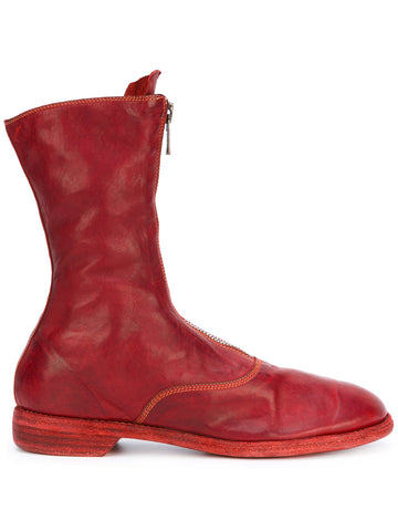 Red Flat Zipper Boot