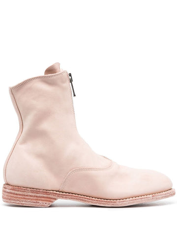 Pink Zipper Flat Boot